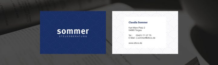 Visualisierung der Visitenkarten von Claudia Sommer, Sommer Steuerberatung.