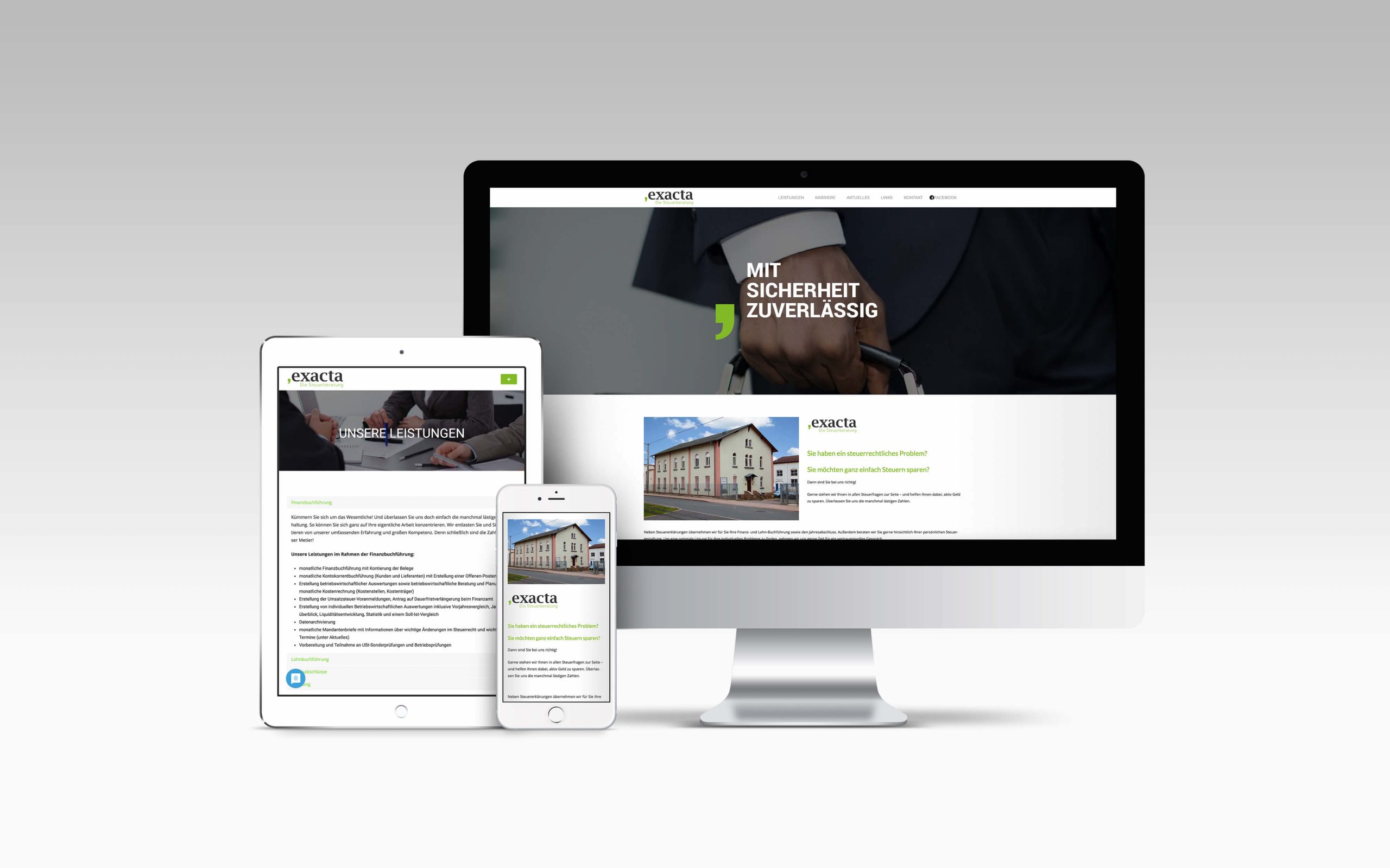 Mockup, exacta - Die Steuerberatung, Webdesign für Steuerberater