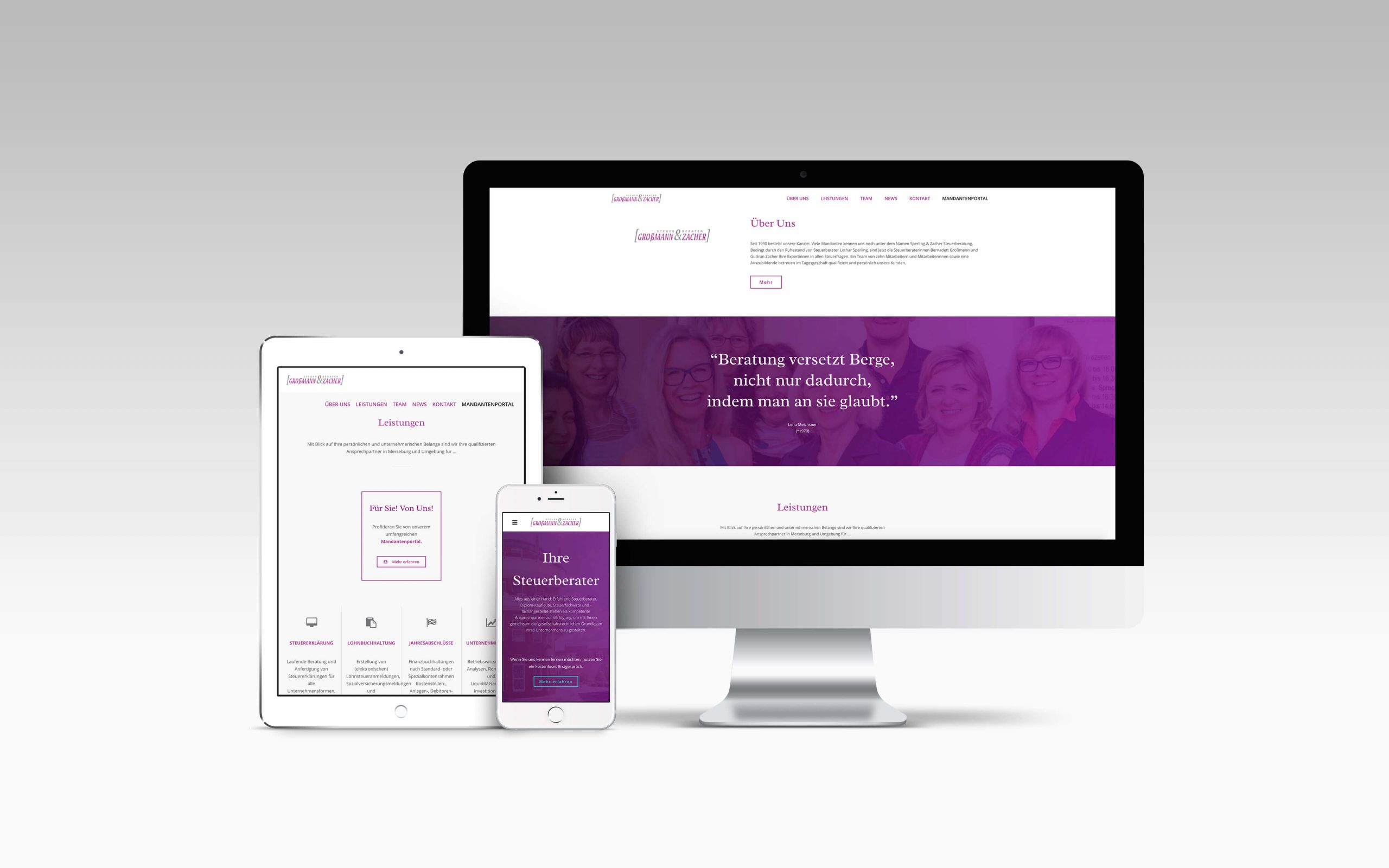 Mockup, Großmann und Zecher - Steuerberater, Webdesign für Steuerberater