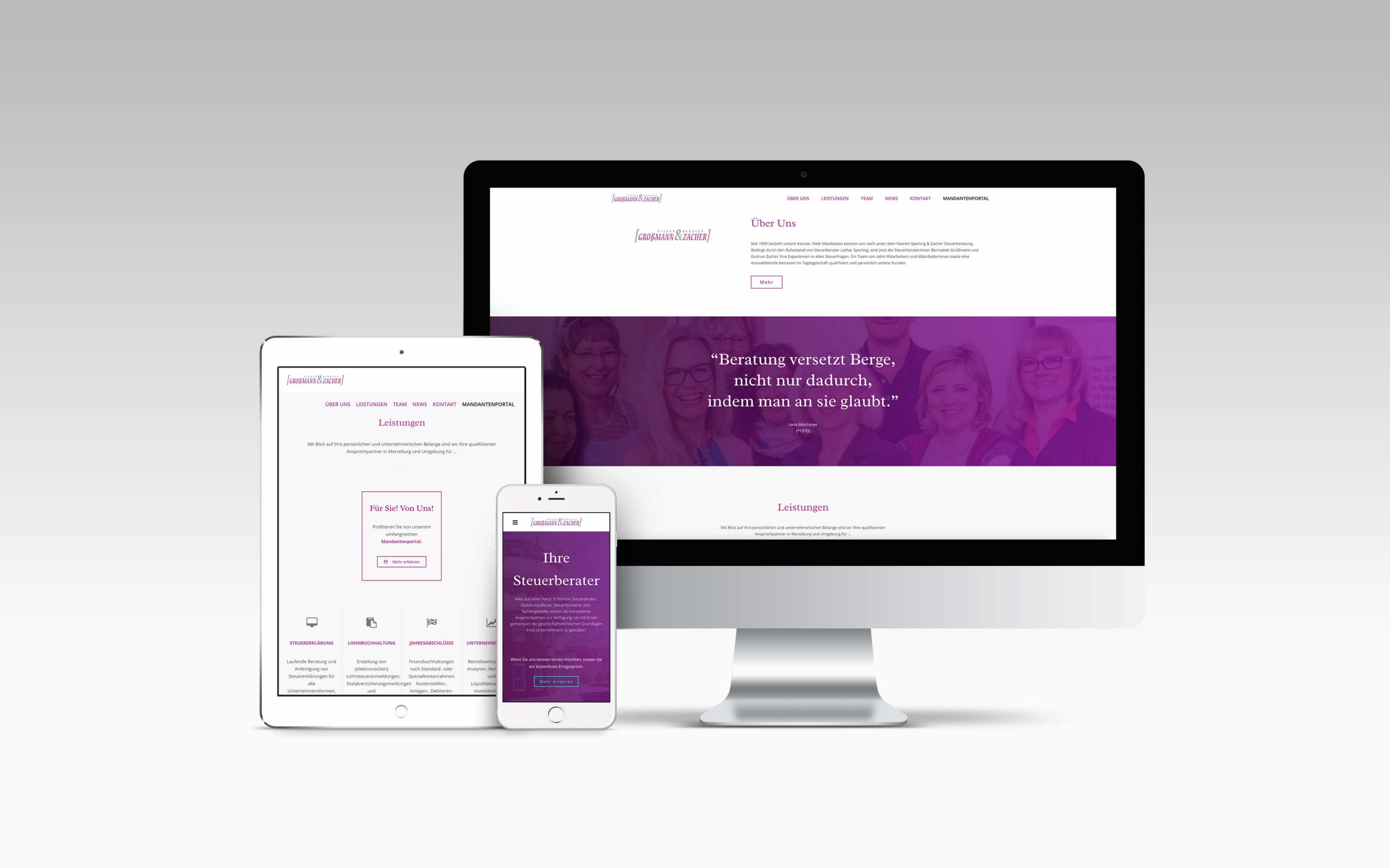 Mockup, Großmann und Zecher - Steuerberater, Webdesign für Steuerberater