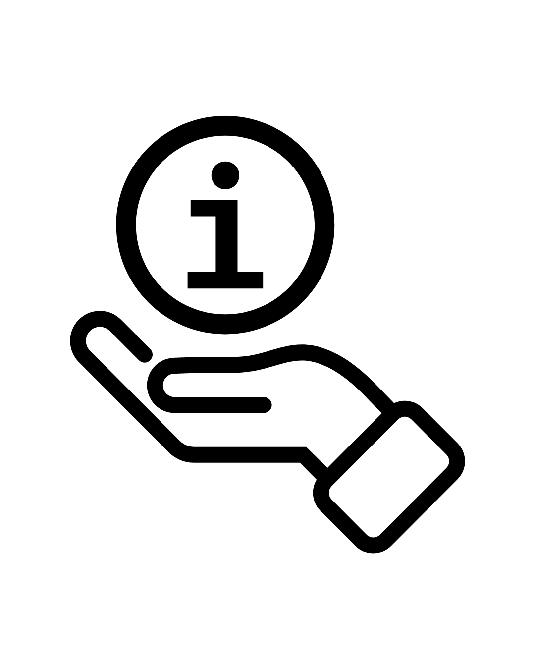 Icon Hand hält ein Symbol für Information