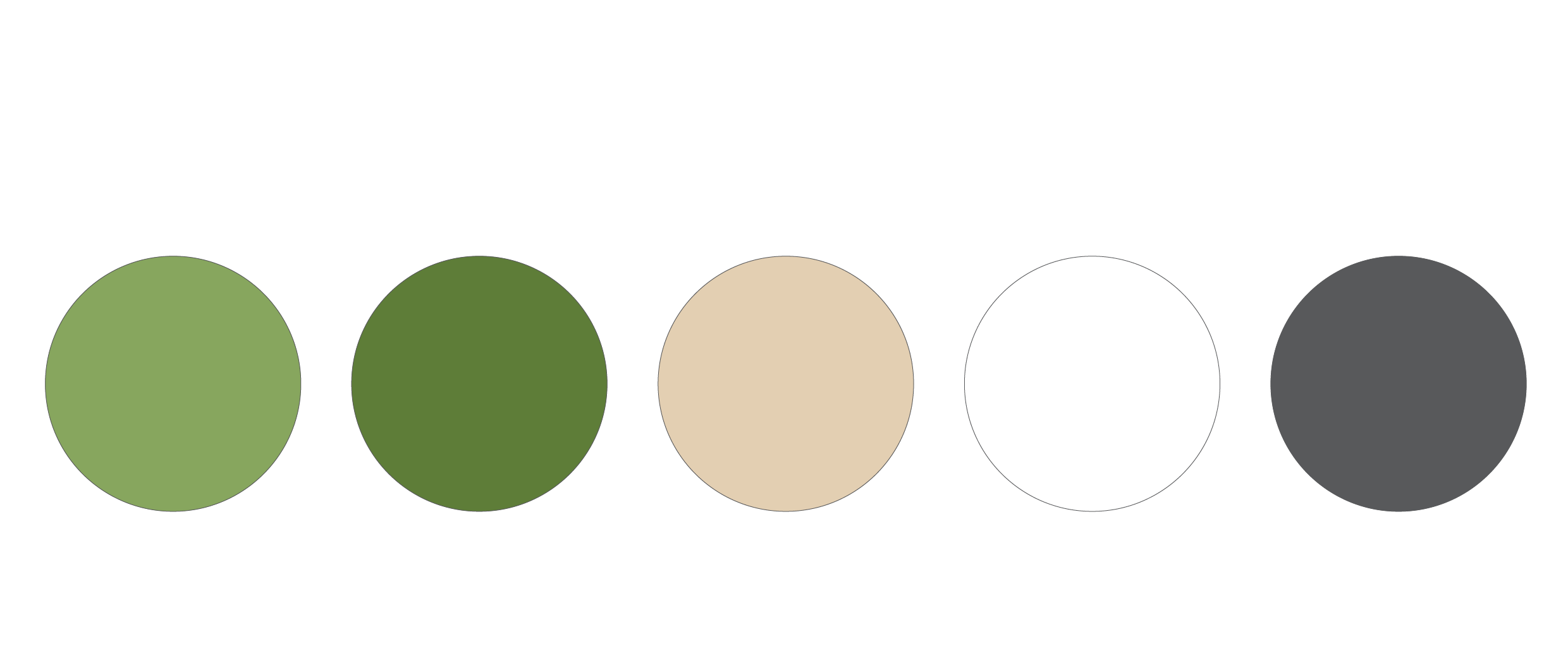 Farbpalette der iūgen GmbH mit Grün-, Beige- und neutralen Farbtönen