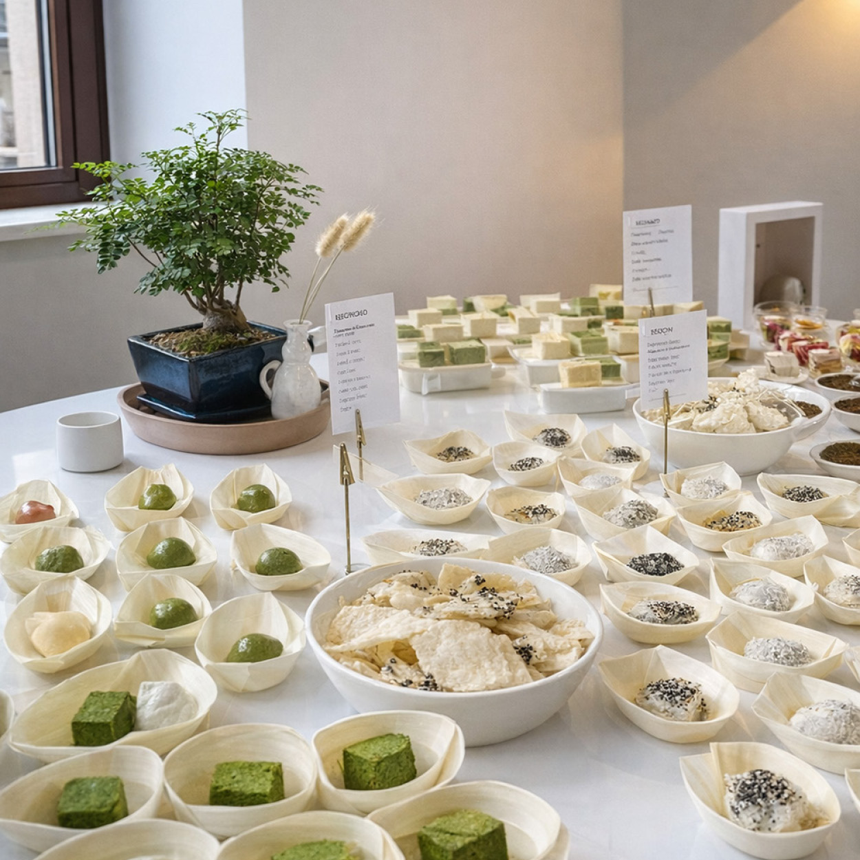 Matcha-Desserts und japanische Süßspeisen im Teehaus der iūgen GmbH in Halle (Saale) während der Pre-Opening Veranstaltung