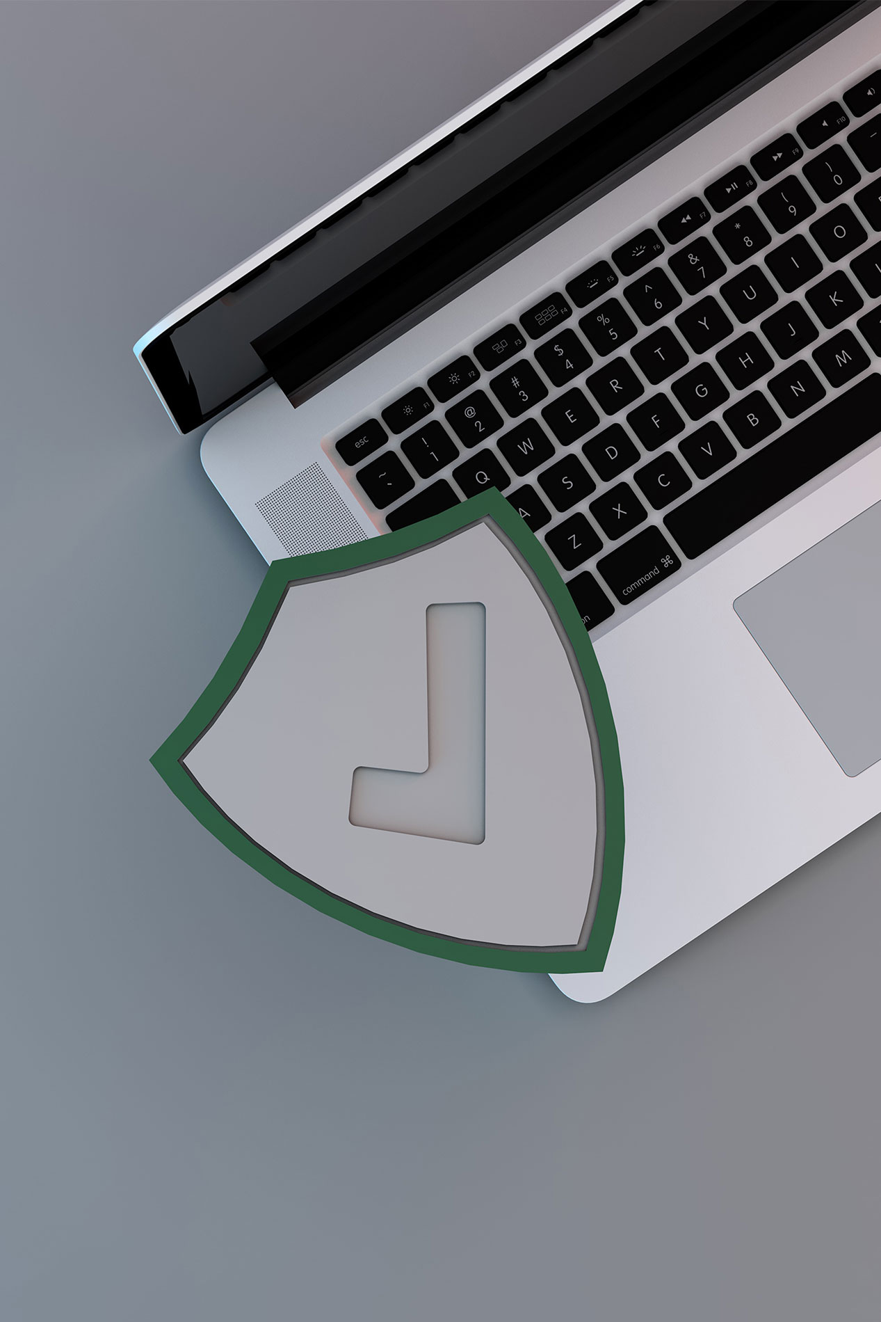Symbolbild für Datenschutz und KI-Governance: Auf der Tastatur eines Laptops liegt ein Schild mit Häkchen. Das Motiv steht für geprüfte Sicherheit, verantwortungsvollen Umgang mit Daten und klare Regeln beim Einsatz von Künstlicher Intelligenz.